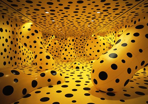Yellow polka dotted sculptures