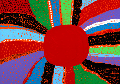 Red circle with colored sections around it